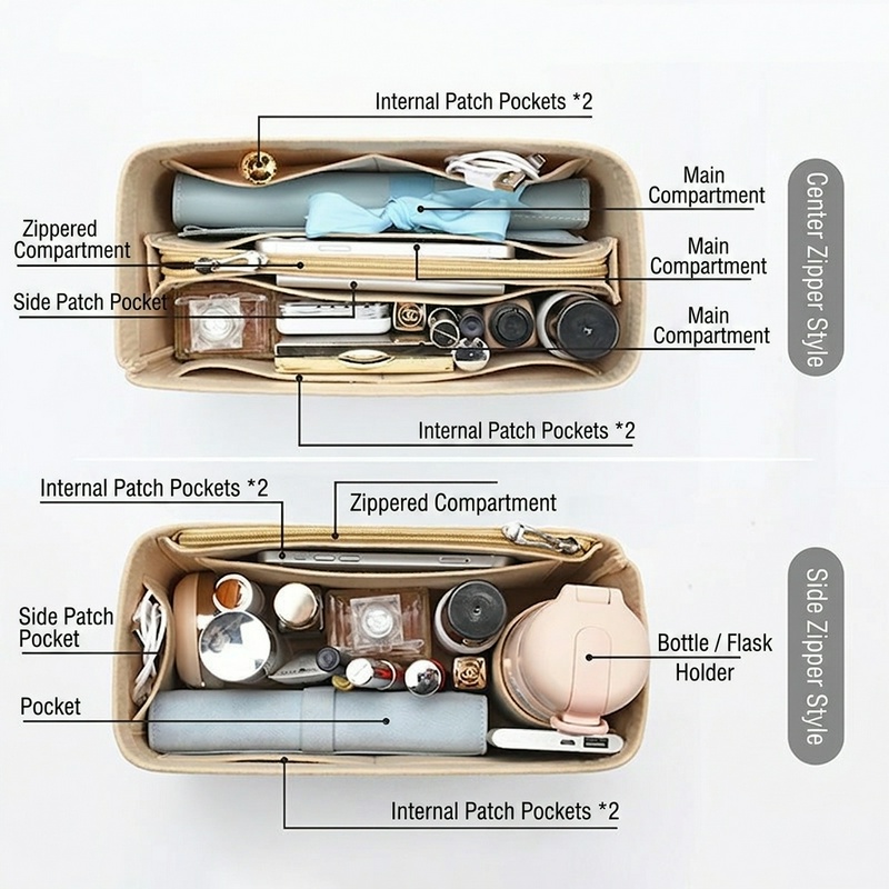 Women Felt Insert Bag Purse Or - Luxury Skincare Brand ulasan dan harga